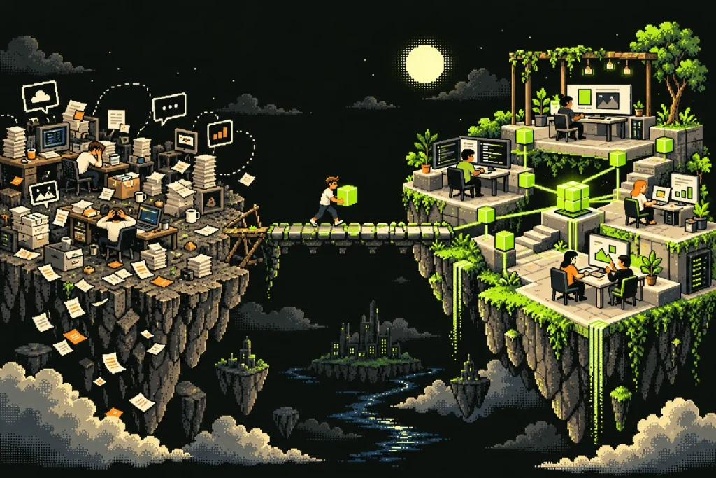 Pixel-Brücke führt von getrennten Werkzeugen zu einem verbundenen Arbeitsplatz