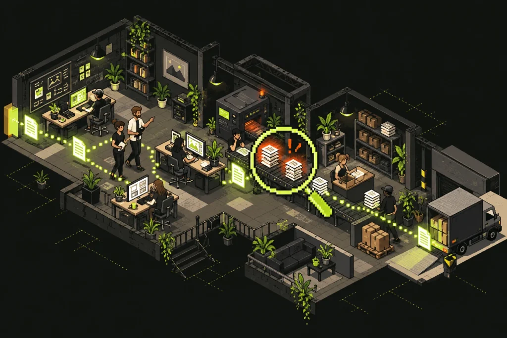 Pixel-Prozessanalyse vor Ort mit sichtbaren Wegen und einem Engpass
