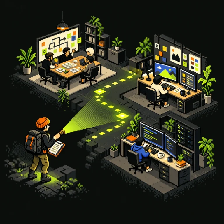 Pixel-Illustration: Reale Arbeitsabläufe vor Ort ansehen