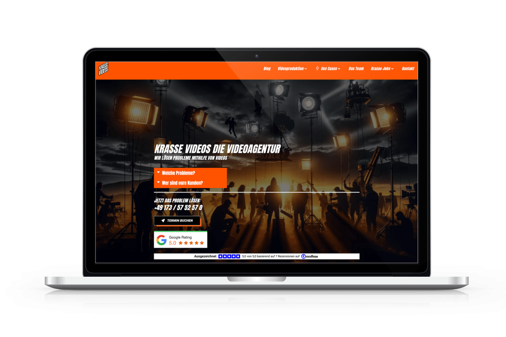 KRASSE VIDEOS – individuell angepasste Website mit WordPress und Elementor