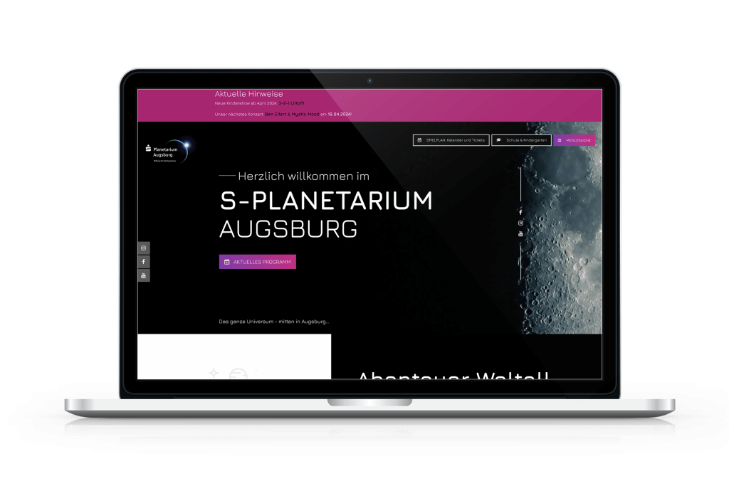 Planetarium Augsburg – individuell mit Python entwickelte Website